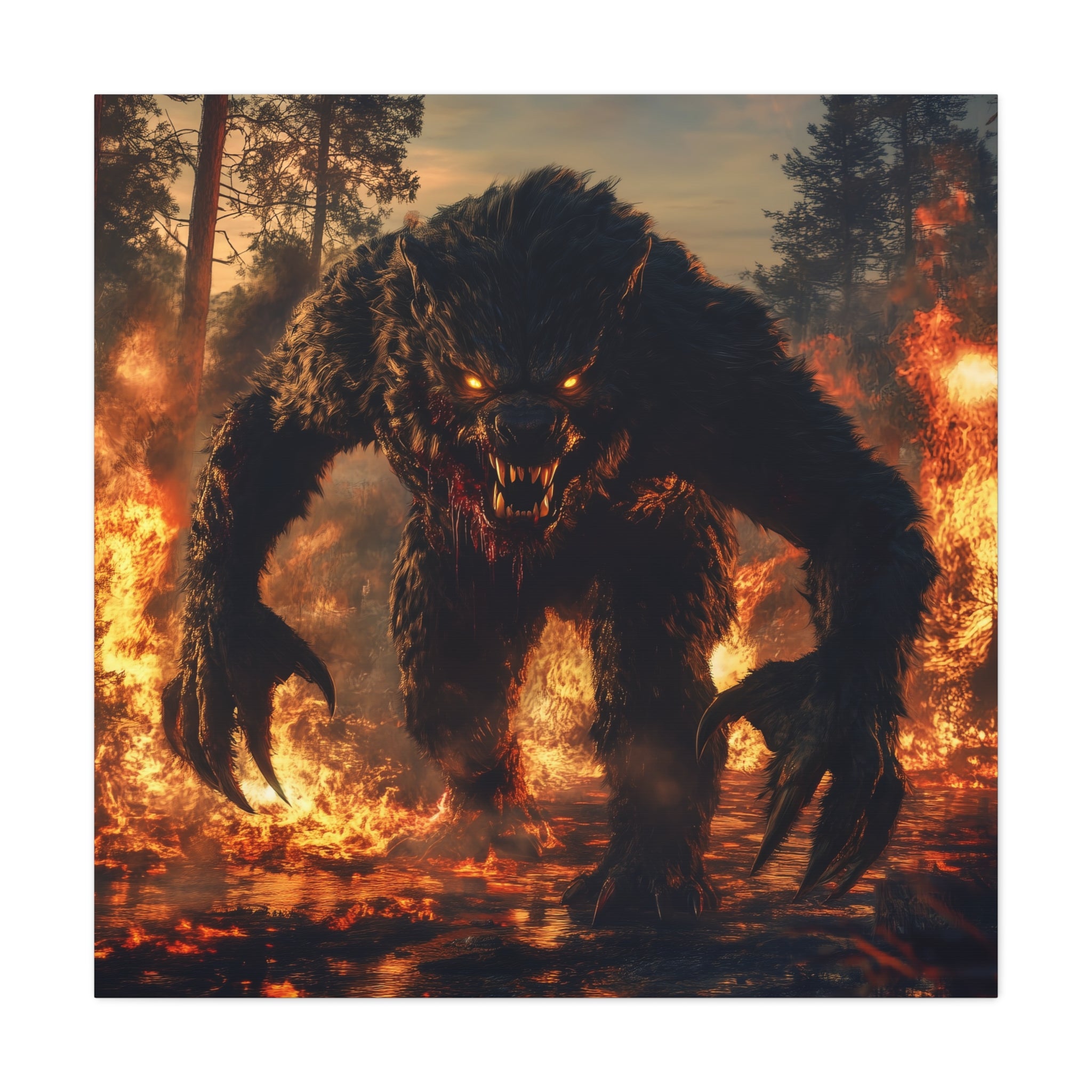 Werewolf Charging Canvas Wall Art
