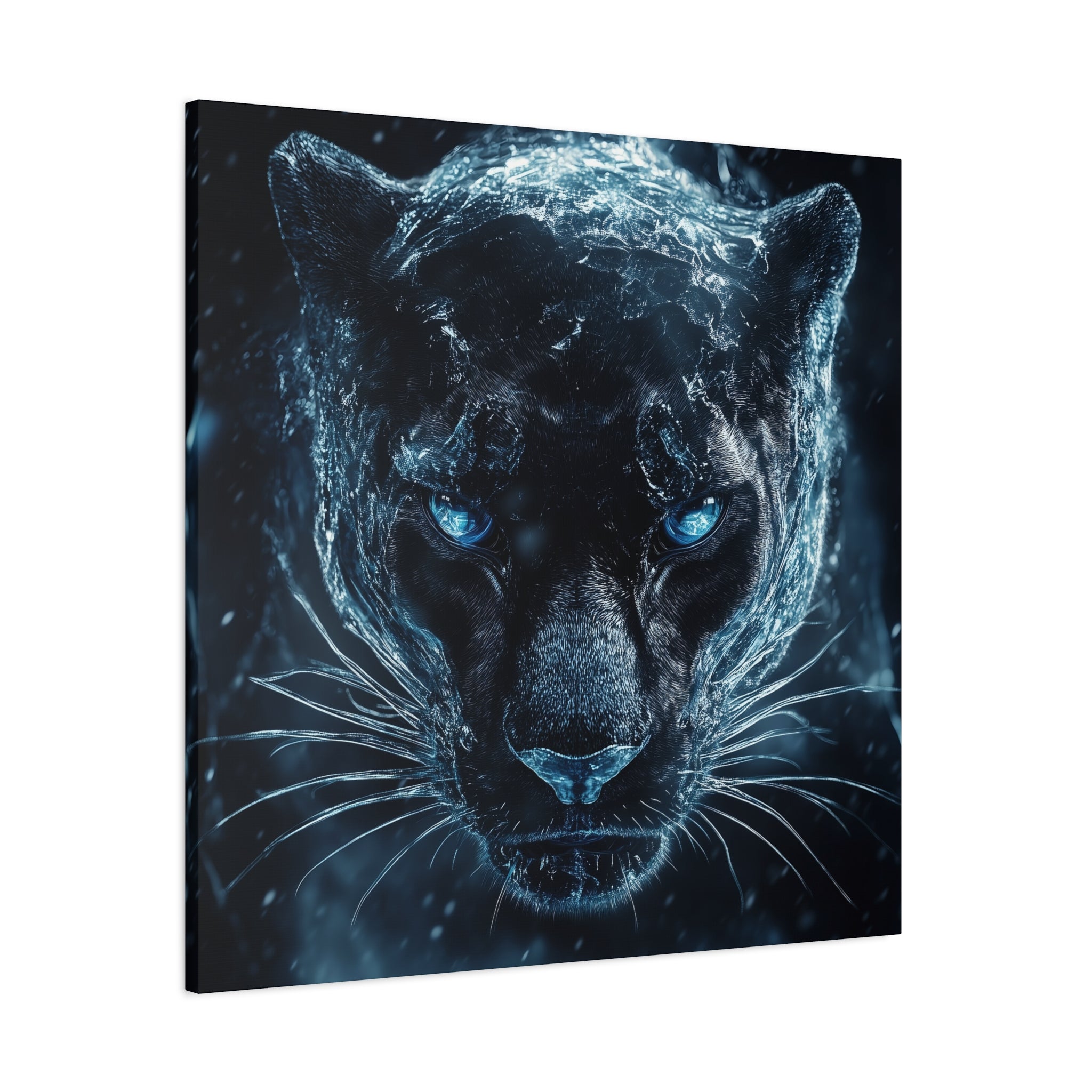 Panther Covered In Ice Canvas Wall Art, Stunning Animal Decor, Wildlife Lover Gift, Unique Art Piece, Panther Wall Decoration