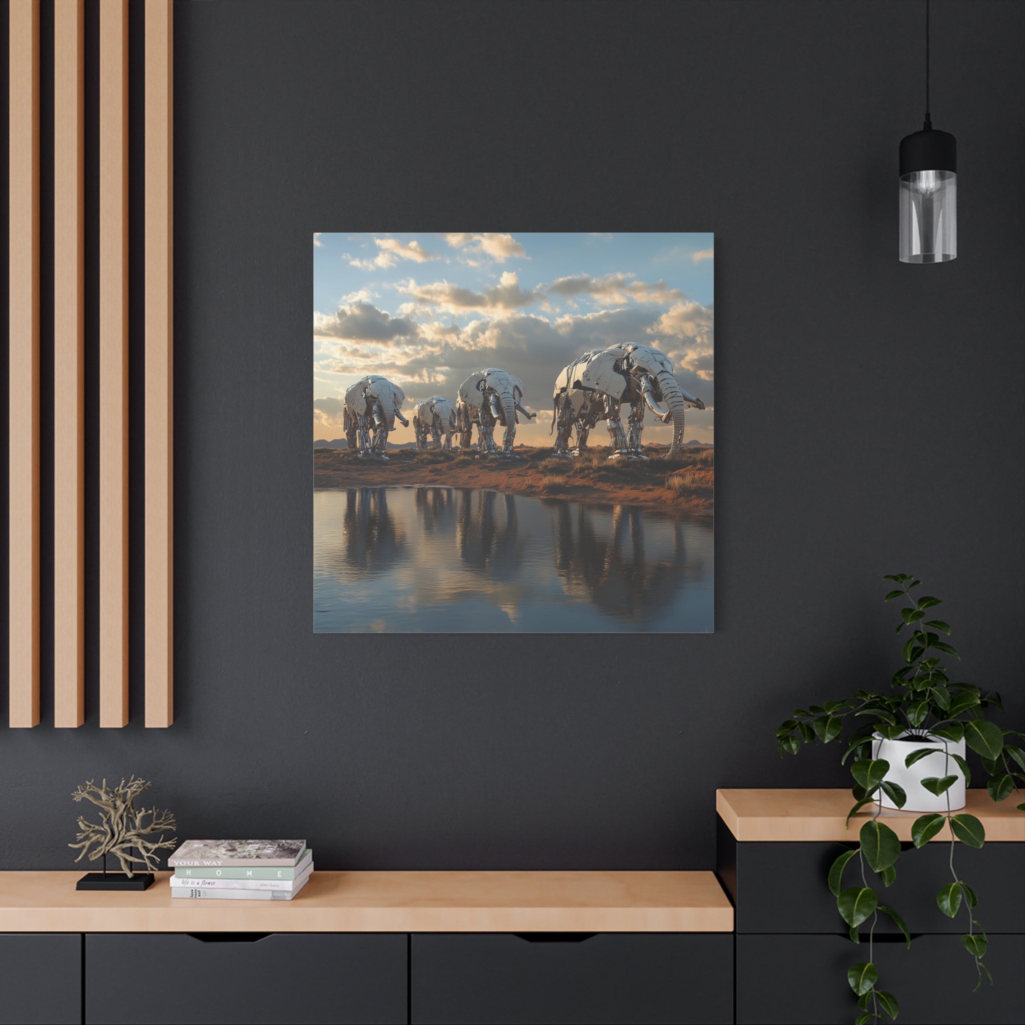 Metallic Elephant Canvas Wall Art