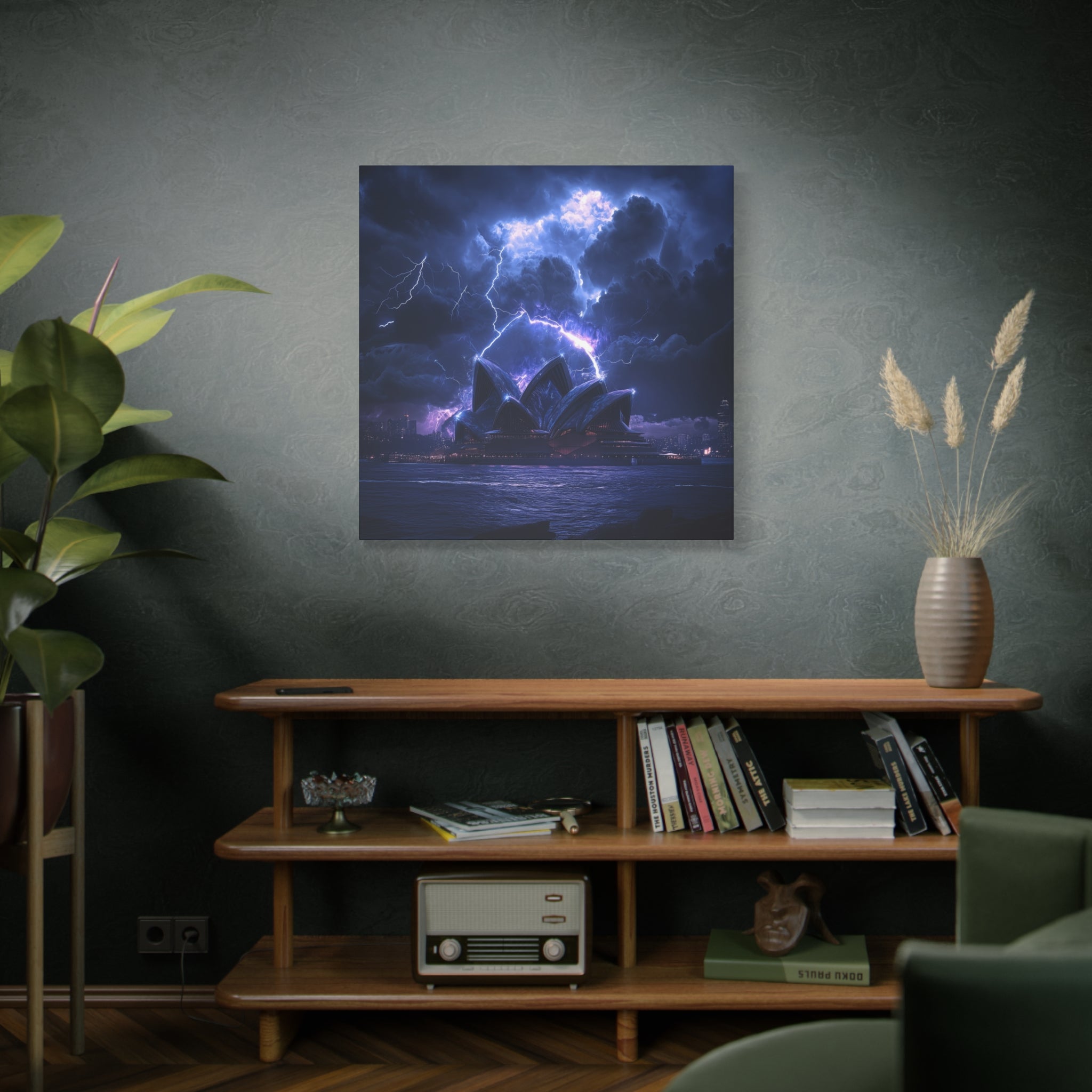 Stormy Sydney Opera House Canvas Print, Wall Art, Home Decor, Gift, Night Sky Art, Lightning Artwork