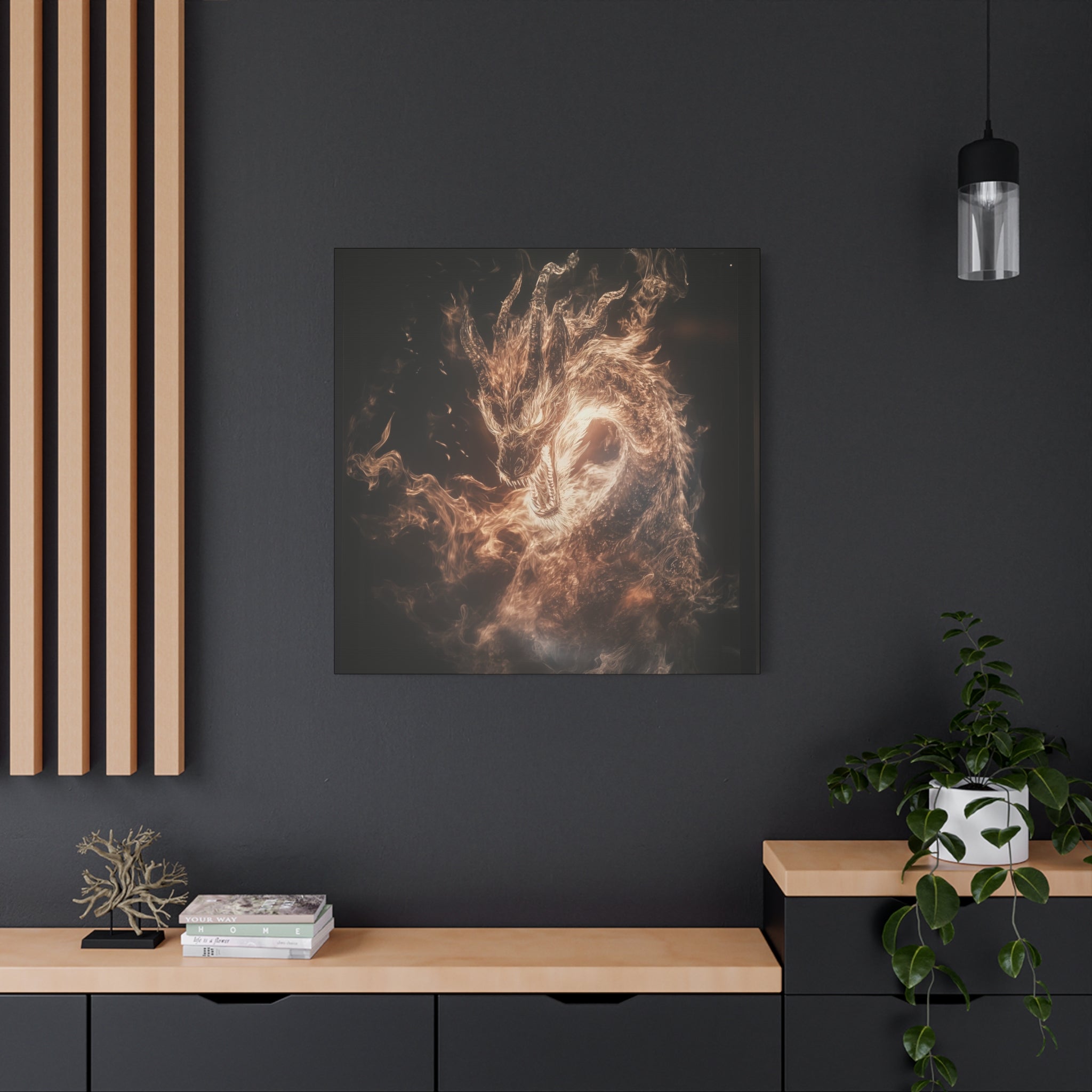 Fiery Mystical Dragon Wall Art