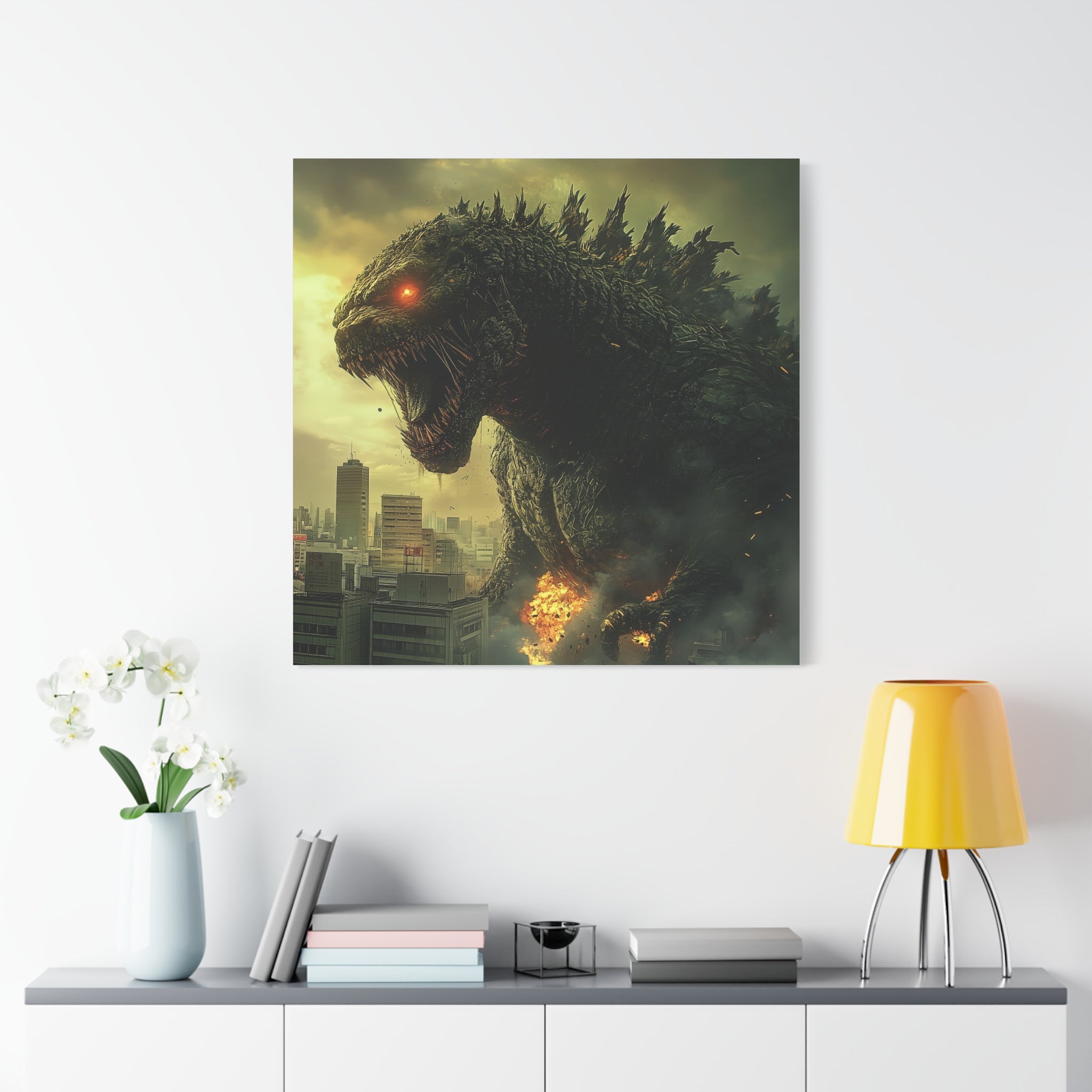 Godzilla Matte Canvas Wall Art - 12" x 12" - Fierce Monster Decor for Fans