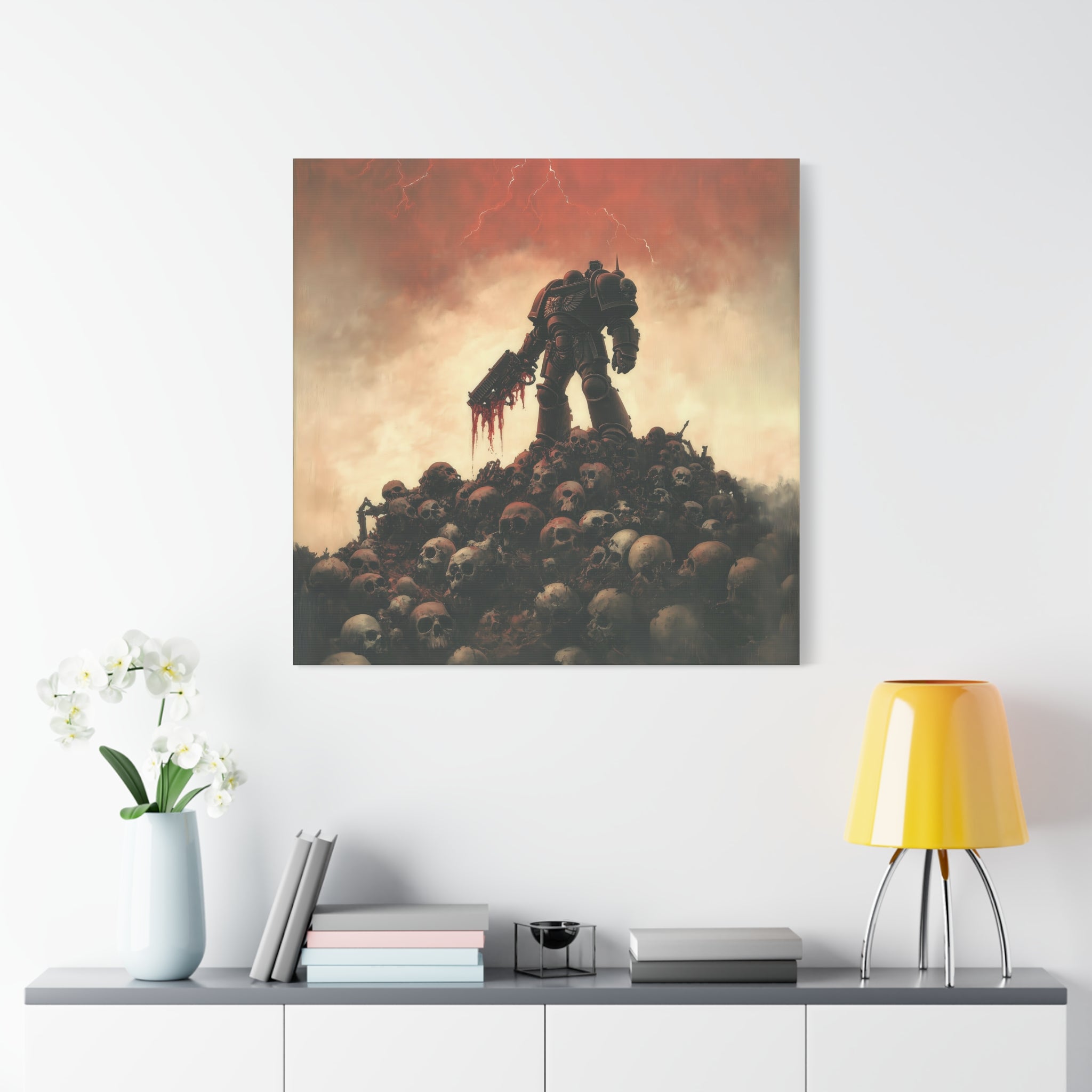 Warhammer 40K Warrior Matte Canvas Art - Dark Fantasy Wall Decor