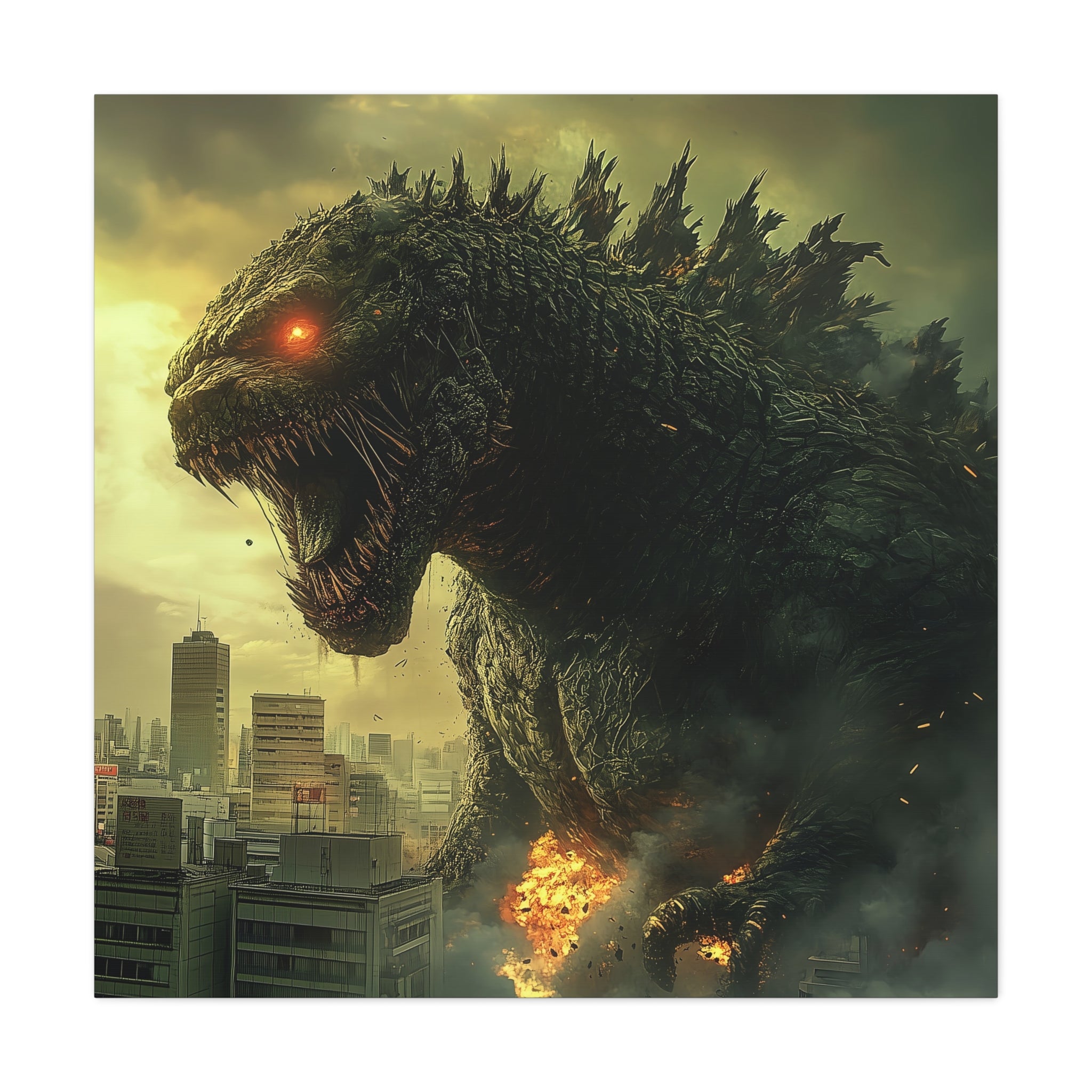 Godzilla Matte Canvas Wall Art - 12" x 12" - Fierce Monster Decor for Fans